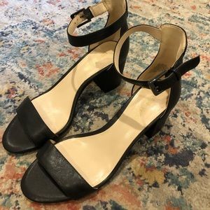Nine West Black Ankle Strap Block Heel Sandals Size 6